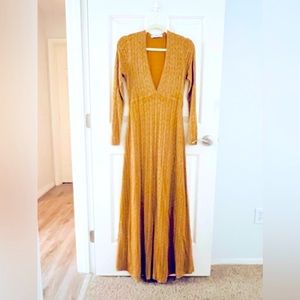 Zara Knit Metallic Gold long sleeve dress